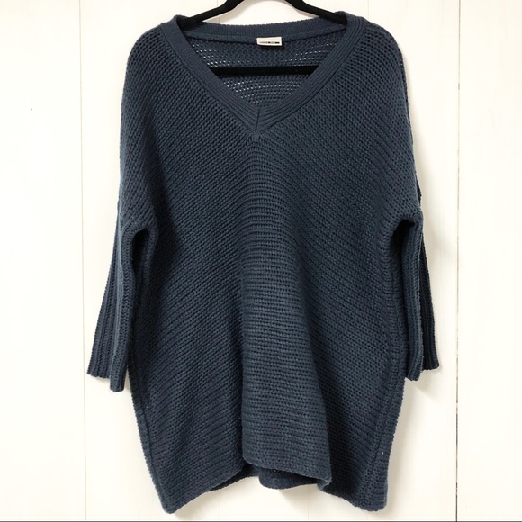 Noisy may Sweaters - Noisy May Navy Blue V Neck Knit 3/4 Sleeve Sweater